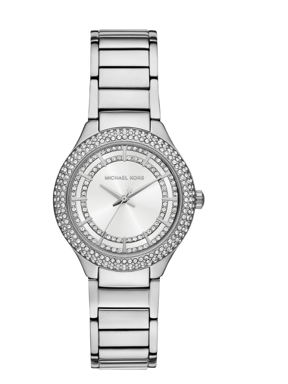 Michael Kors Silver Crystal-Embellished Women's Bracelet Watch